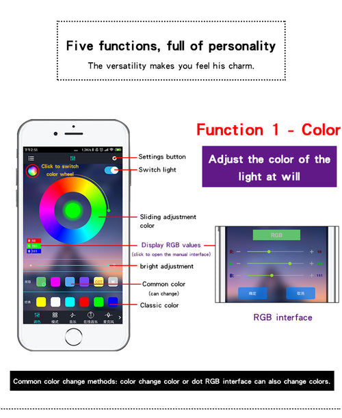 إضاءة داخلية متوهجة للسيارة بمصباح جوي RGB
